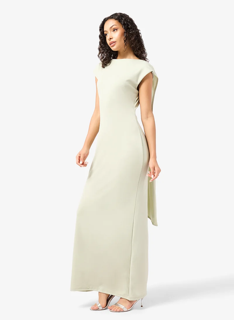 Ginger Mock Neck Draped Dress with Trail